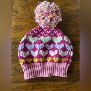 Loveshackfancy Hearts Beanie with pom pom